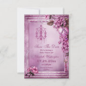 Luhandelier en bloemen Baby shower Opslaan Datum Save The Date (Achterkant)