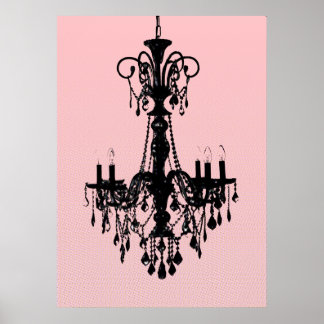 Luhandelier en roze poster