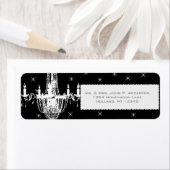 Luhandelier en sterren op zwart retouradres etiket (Insitu)