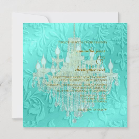 Luhandelier, huwelijksuitnodigingen kaart (Achterkant)