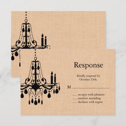 Luhandelier op Burlap RSVP (Voorkant / Achterkant)