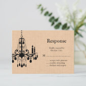 Luhandelier op Burlap RSVP Kaartje (Staand voorkant)