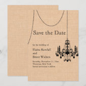 Luhandelier op Burlap Save the Date (Voorkant / Achterkant)