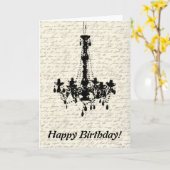 Luhandelier op handgeschreven achtergrond Birthday Kaart (Gele Bloem)