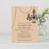 Luhandelier op uitnodiging van het Burlap Wedding (Staand voorkant)