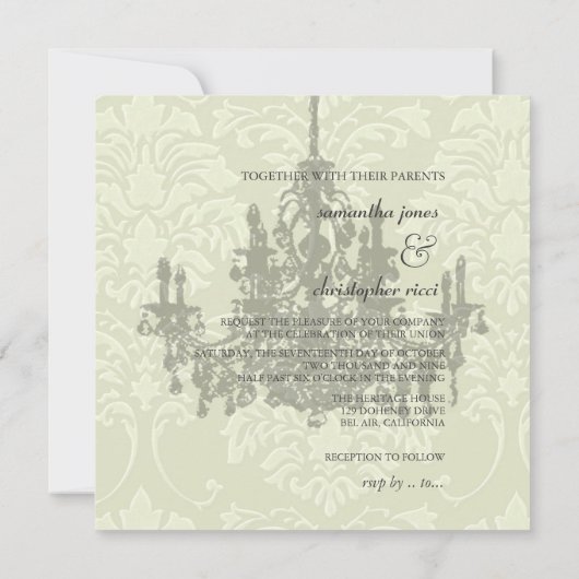 Luhandelier op witte damp, bruiloft Uitnodigingen (Achterkant)