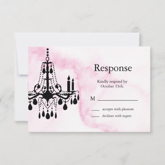 Luhandelier RSVP op roze marmer Kaartje (Voorkant)