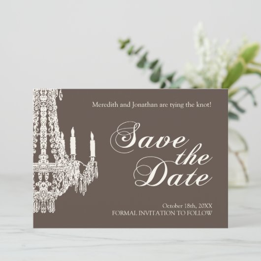 Luhandelier Save the Date Invitation (Staand voorkant)