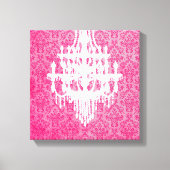 Luhandelier Silhouette en Roze Damask Canvas Afdruk (Voorkant)