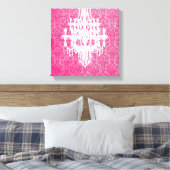 Luhandelier Silhouette en Roze Damask Canvas Afdruk (Insitu (Slaapkamer))