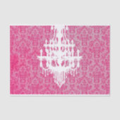 Luhandelier Silhouette en Roze Damask Tissuepapier (Voorkant)