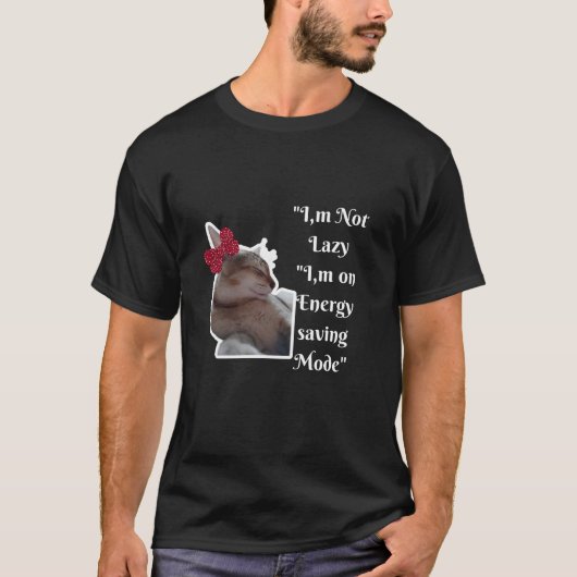 Lui Kat Energiebesparende Modus Kunst T-shirt (Voorkant)