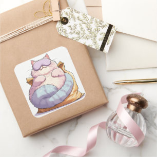 Lui Katten Snack Slaap Vierkante Sticker