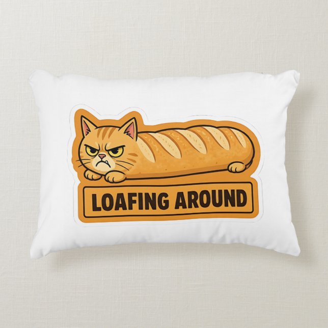 Lui rondhangende grappige kattenbrood  accent kussen (Voorkant)