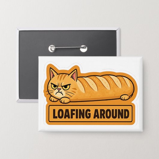 Lui rondhangende grappige kattenbrood button (Voorkant / Achterkant)