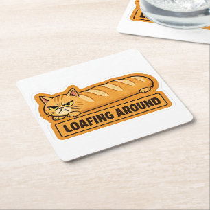 Lui rondhangende grappige kattenbrood kartonnen onderzetters