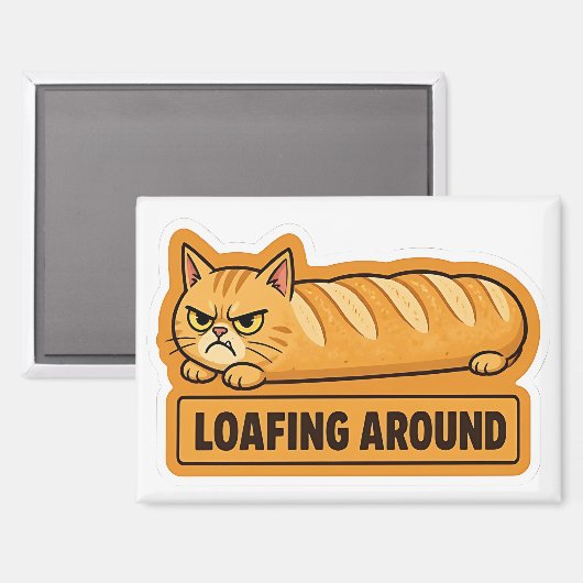 Lui rondhangende grappige kattenbrood  magneet (Voorkant / Achterkant)