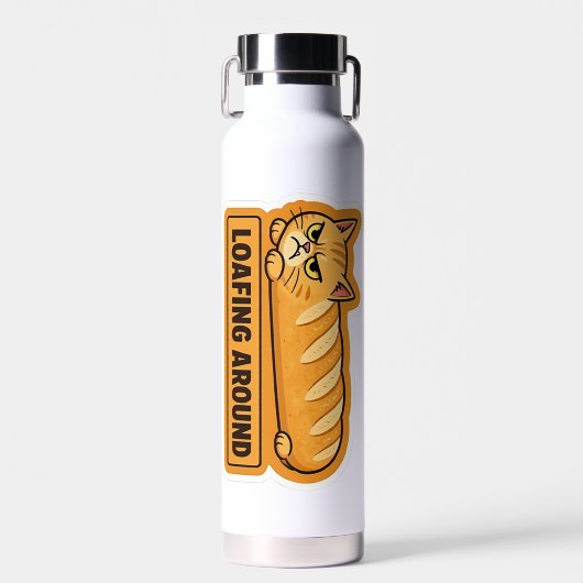 Lui rondhangende grappige kattenbrood waterfles (Voorkant)