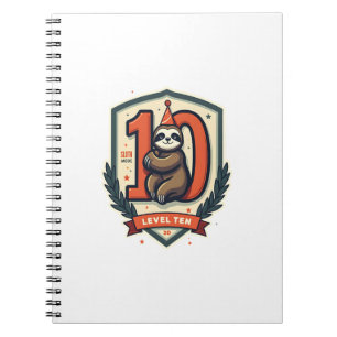 Luiaard 10e verjaardag Vintage zonsondergang shirt Notitieboek