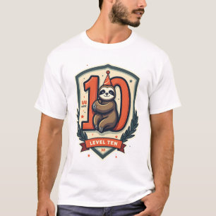 Luiaard 10e verjaardag Vintage zonsondergang T-shi T-shirt