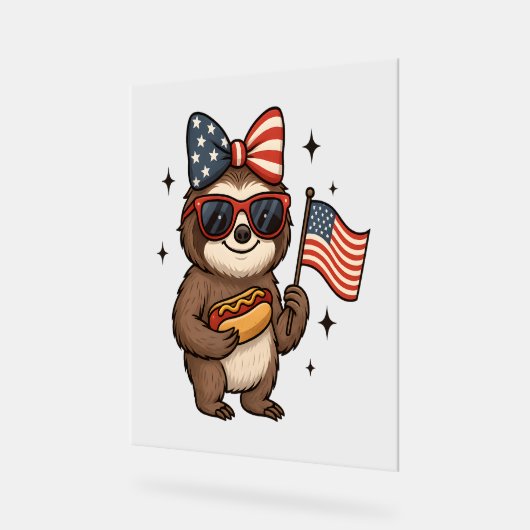 Luiaard 4 juli acryl bord (Hoek)