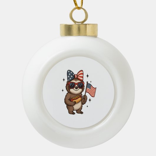 Luiaard 4 juli keramische bal ornament (Voorkant)