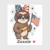 Luiaard 4 juli sticker (Vel)