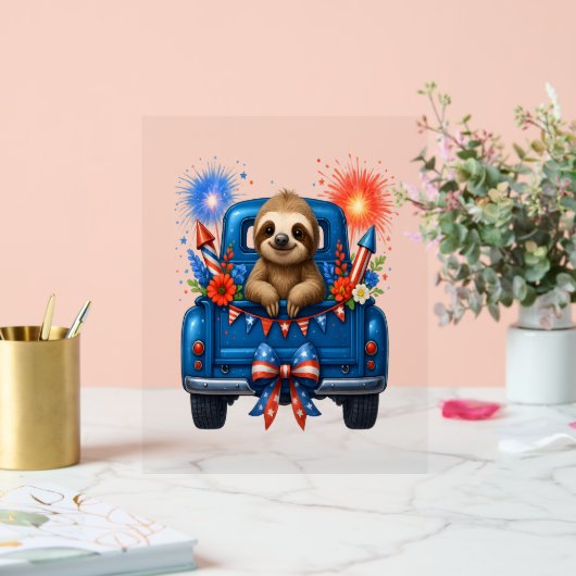 Luiaard 4 juli Verenigde Staten Acryl Bord (Huwelijk)