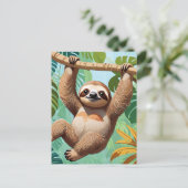 Luiaard aan een boom briefkaart (Staand voorkant)