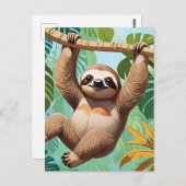 Luiaard aan een boom briefkaart (Voorkant / Achterkant)