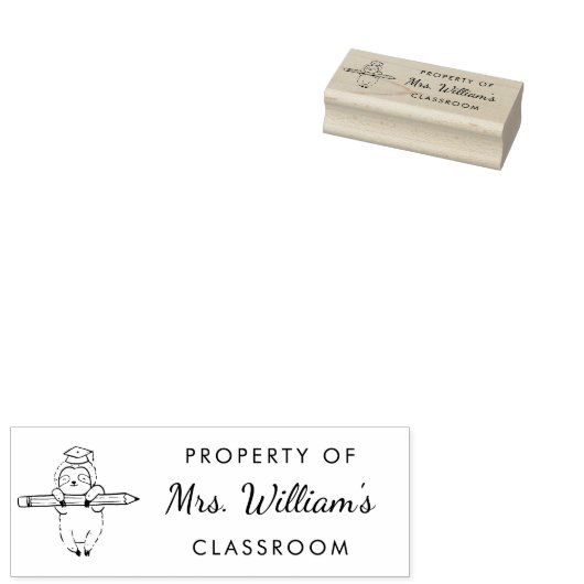Luiaard - Aangepaste leraar naam Boek Classroom Rubberstempel (Gestempeld)