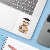 Luiaard Afstuderen Sticker (Laptop met iPhone)
