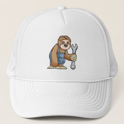 Luiaard als ambachtsman met sleutel trucker pet (Voorkant)