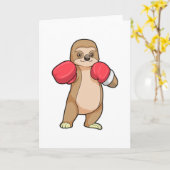 Luiaard als bokser met boks handschoenen kaart (Gele Bloem)