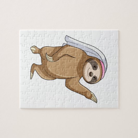 Luiaard als bruid met sluier legpuzzel (Horizontaal)