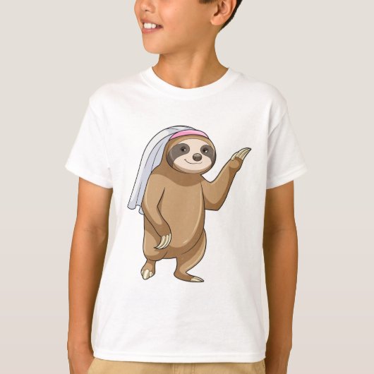 Luiaard als bruid met sluier t-shirt (Voorkant)
