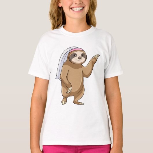 Luiaard als bruid met sluier t-shirt (Voorkant)