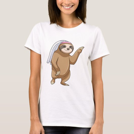 Luiaard als bruid met sluier t-shirt (Voorkant)