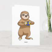 Luiaard als handbalspeler met handbal kaart (Achterkant)