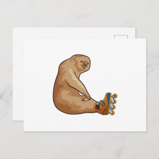 Luiaard als inline skater met inline schaatsen briefkaart (Voorkant / Achterkant)