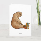 Luiaard als inline skater met inline schaatsen kaart (Achterkant)