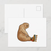 Luiaard als inlineskater met inline schaatsen briefkaart (Voorkant / Achterkant)