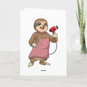 Luiaard als kapper met föhn kaart (Achterkant)