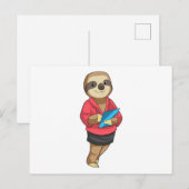 Luiaard als secretaresse met notitieblok briefkaart (Voorkant / Achterkant)