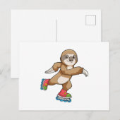 Luiaard als skater met inline skates briefkaart (Voorkant / Achterkant)