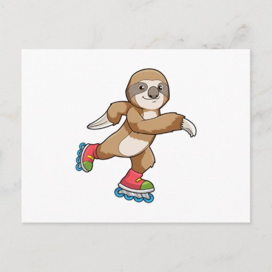 Luiaard als skater met inline skates briefkaart (Voorkant)