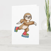 Luiaard als skater met inline skates