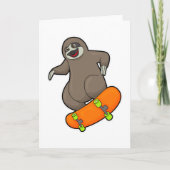 Luiaard als skater met skateboard kaart (Voorkant)