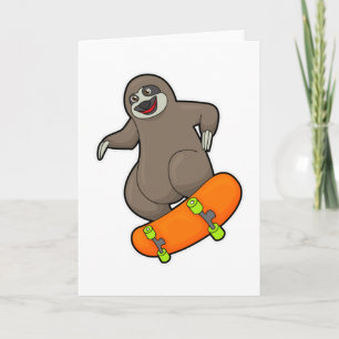 Luiaard als skater met skateboard kaart