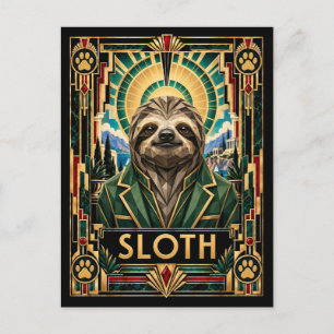 Luiaard, Art Deco Wildlife Briefkaart